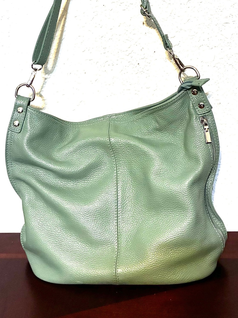 Green Leather Shoulder Bag - Unbranded